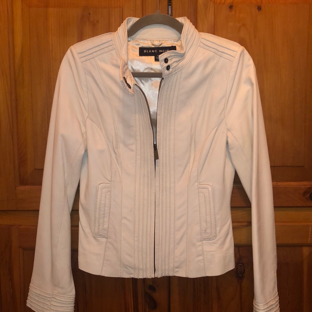 Blanc Noir white Leather Jacket, Size S